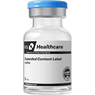11 panel Expanded Content Label on a vial forward