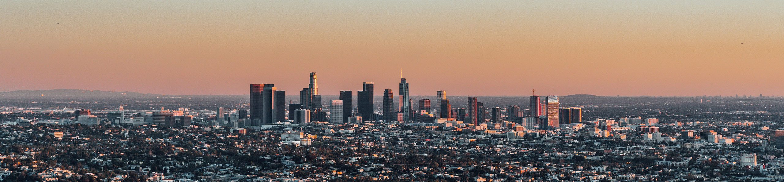 view of downtown los angeles by sunset