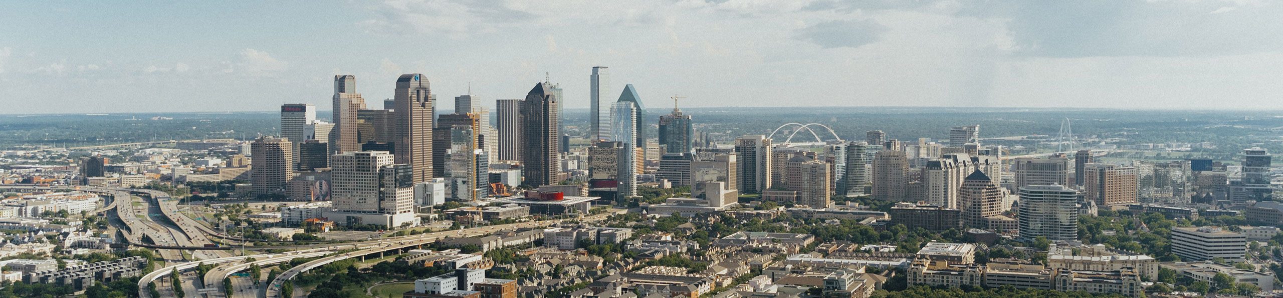 aerial view of dallas texas city skyline