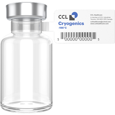 Vial with Cryogenics Flag label