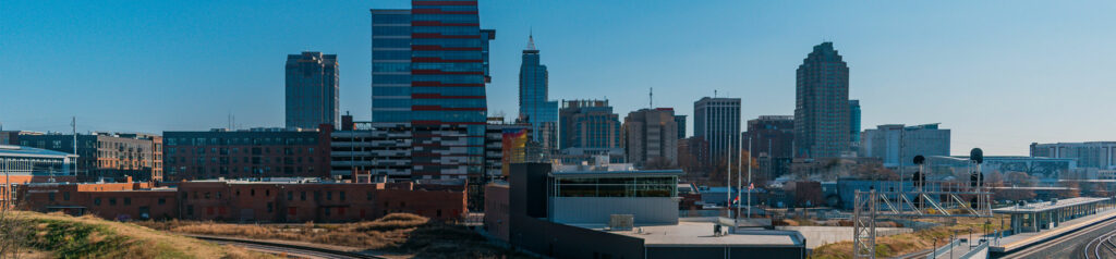 raleigh city view with blue sky
